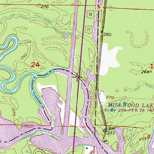 Topographic Map of Little River Bridge, AR