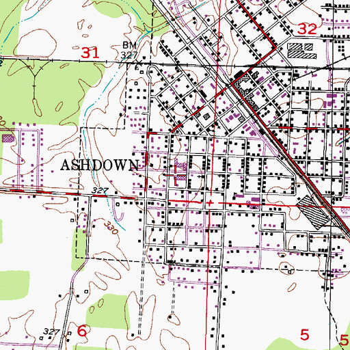 Topographic Map of Little River Memorial Hospital, AR