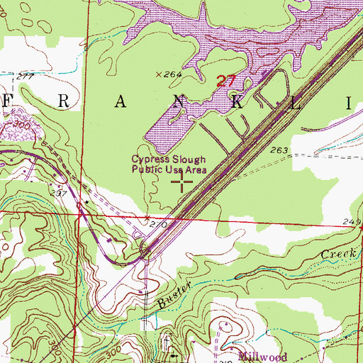 Topographic Map of Millwood State Park, AR
