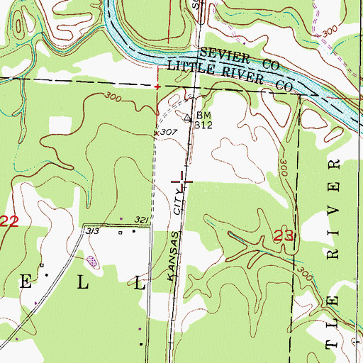 Topographic Map of Morris Ferry (historical), AR