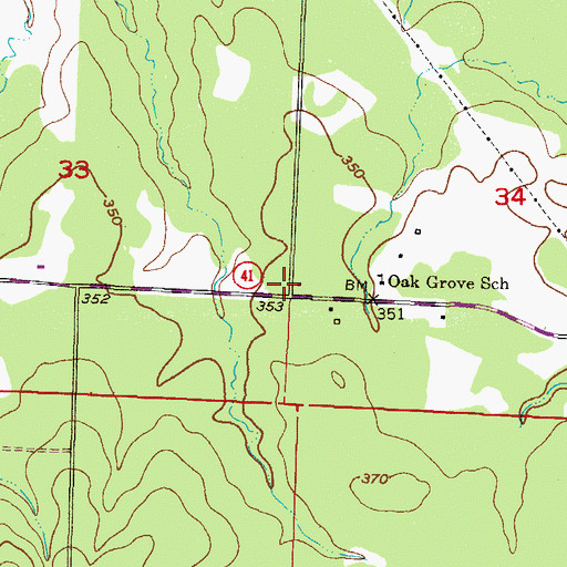 Topographic Map of Oak Grove, AR