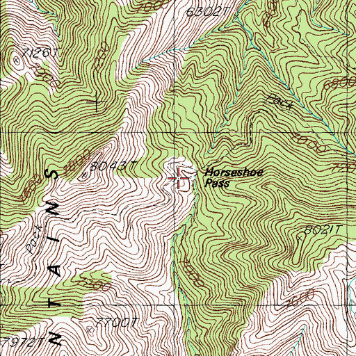 Topographic Map of Horseshoe Pass, AZ