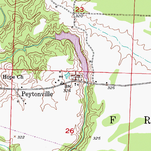 Topographic Map of Peytonville Cemetery, AR