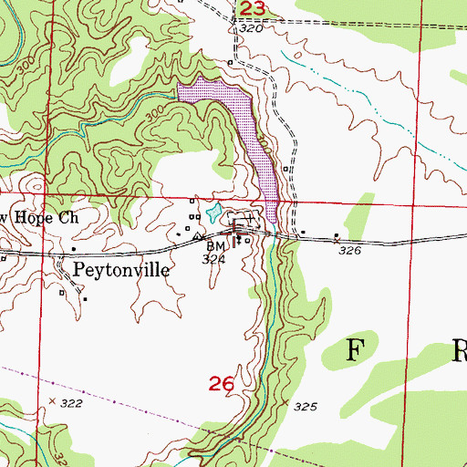 Topographic Map of Peytonville Cumberland Presbyterian Church, AR