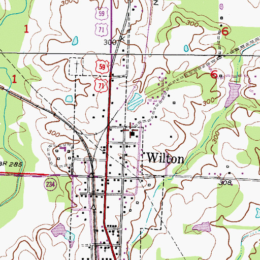 Topographic Map of Wilton School (historical), AR