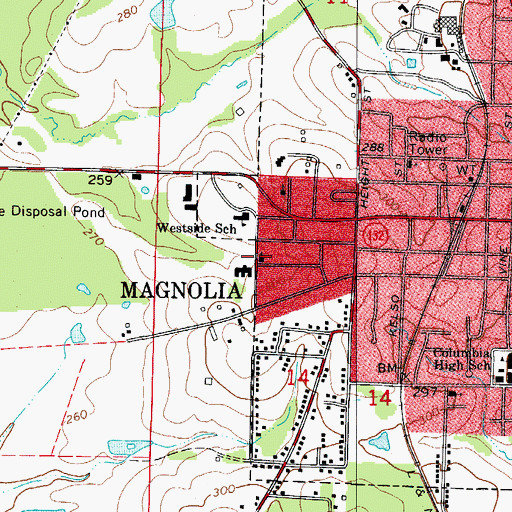 Topographic Map of Westside Baptist Church, AR