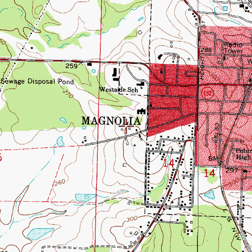 Topographic Map of West Side Park, AR