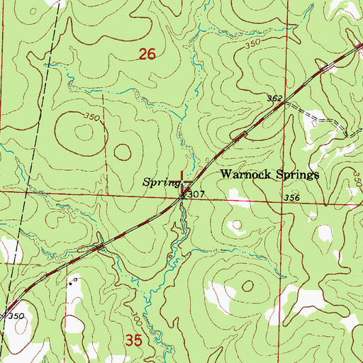 Topographic Map of Warnock Springs, AR