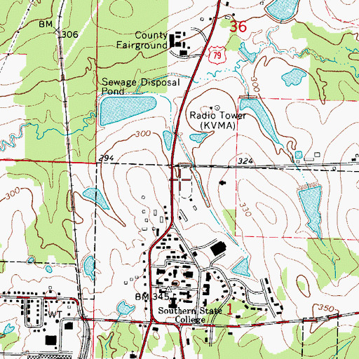 Topographic Map of Mulerider Stadium, AR