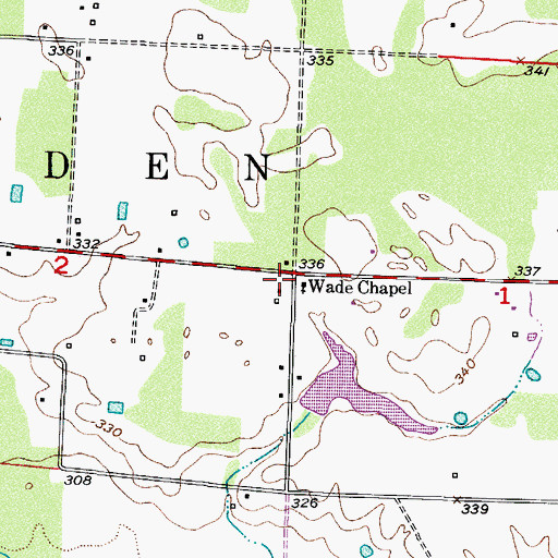 Topographic Map of Wade Chapel School (historical), AR