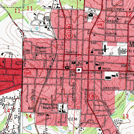 Topographic Map of First United Methodist Church, AR