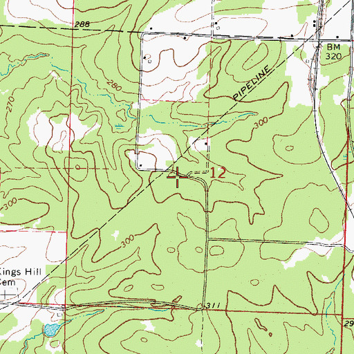 Topographic Map of Kings Hill Church (historical), AR