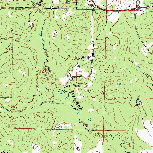 Topographic Map of Pine Tree Oil and Gas Field, AR