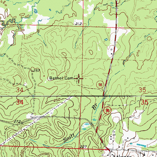Topographic Map of Bethel Church (historical), AR