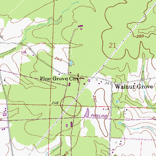 Topographic Map of Walnut Grove School (historical), AR