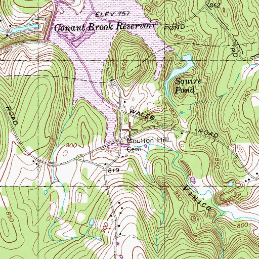 Topographic Map of Moulton Hill Cemetery, MA