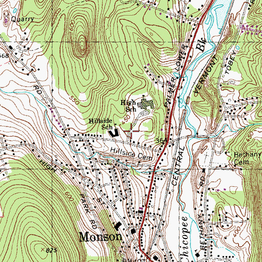 Topographic Map of Hillside School, MA