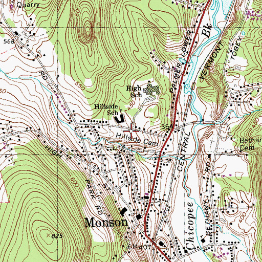 Topographic Map of Hillside Cemetery, MA