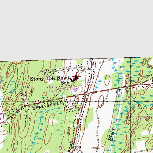 Topographic Map of Stony Hill Road School, MA