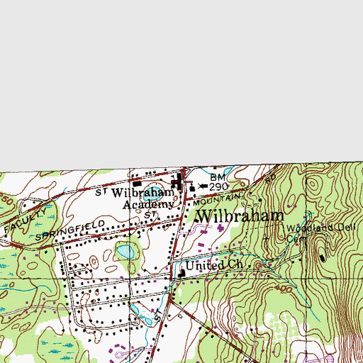 Topographic Map of Wilbraham Academy, MA