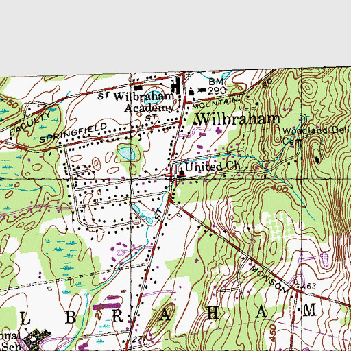 Topographic Map of United Church, MA