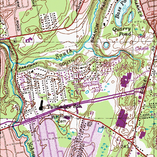 Topographic Map of Parker Millbrook School, MA