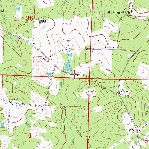 Topographic Map of Pisgah School (historical), AR