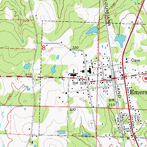 Topographic Map of Emerson Elementary School, AR