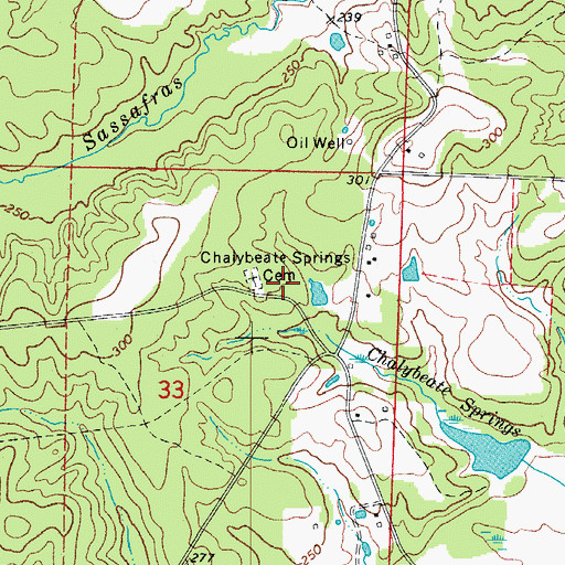 Topographic Map of Chalybeate Springs Church (historical), AR