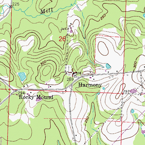 Topographic Map of Harmony United Methodist Church, AR