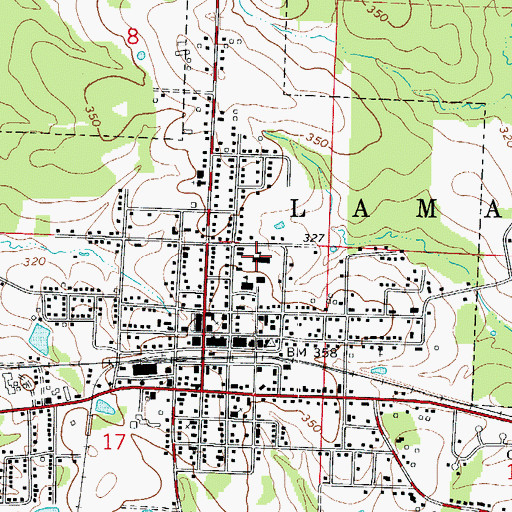 Topographic Map of Waldo High School, AR