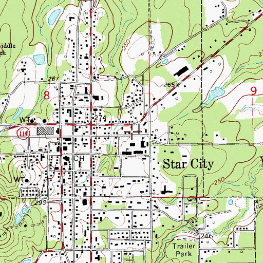 Topographic Map of Star City High School, AR