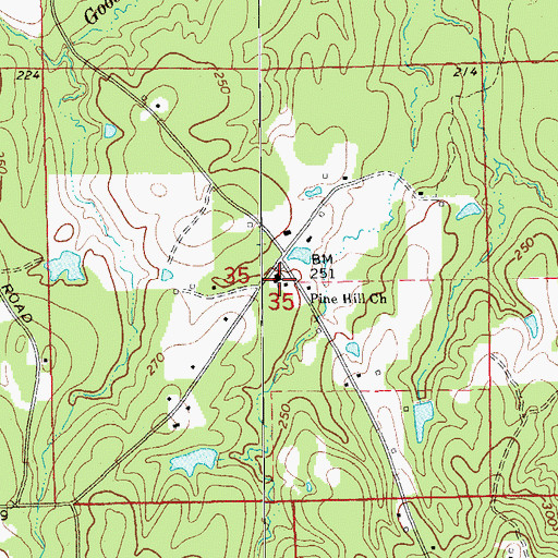 Topographic Map of Pine Hill School (historical), AR