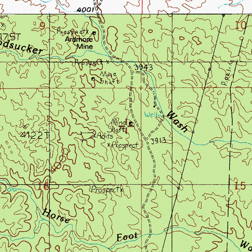 Topographic Map of Hot Boy Mine, AZ