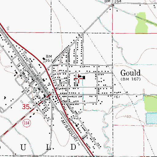Topographic Map of Gould High School, AR