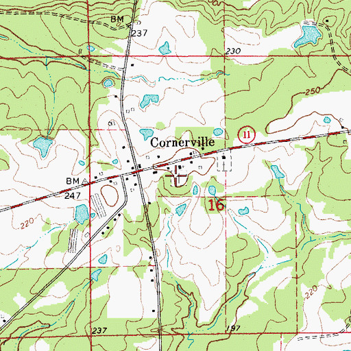 Topographic Map of Cornerville Cemetery, AR