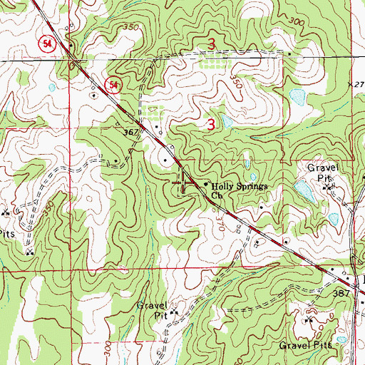 Topographic Map of Holly Springs Cemetery, AR
