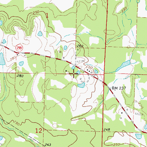 Topographic Map of Antioch Church (historical), AR