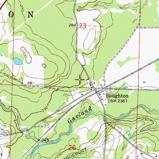 Topographic Map of Boughton Baptist Church, AR