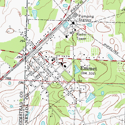 Topographic Map of Emmet Elementary School, AR