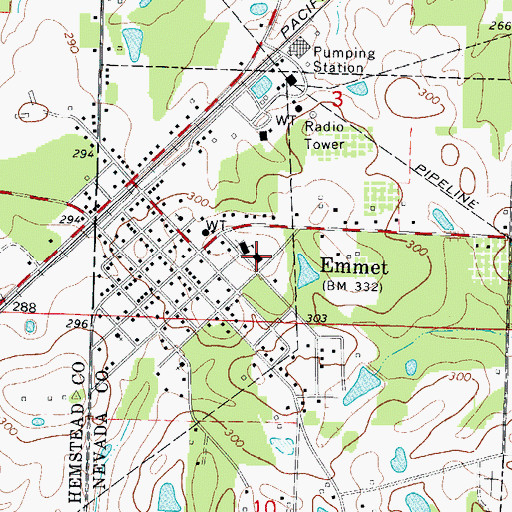 Topographic Map of Emmet High School, AR
