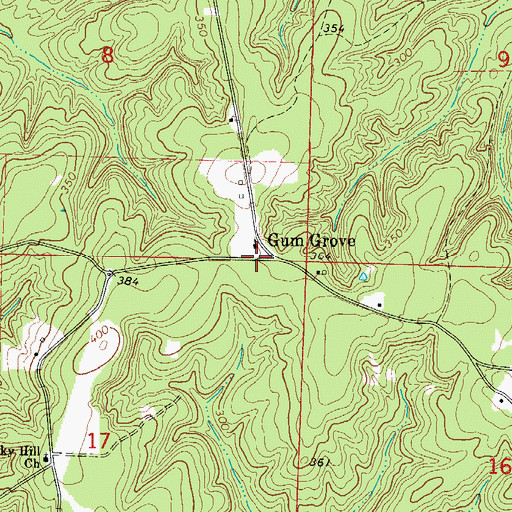 Topographic Map of Gum Grove School (historical), AR