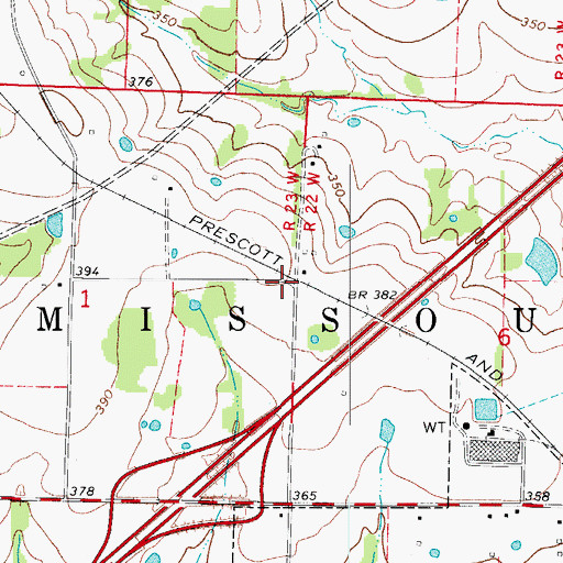 Topographic Map of Gum Grove School (historical), AR