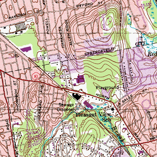 Topographic Map of North Main Shopping Center, MA