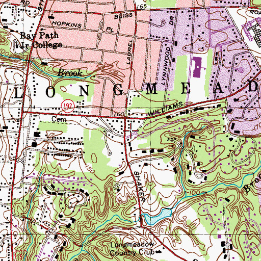 Topographic Map of Trading Post Shopping Center, MA