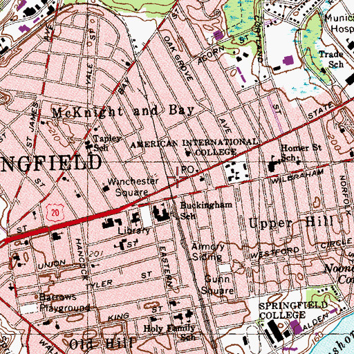Topographic Map of Winchester Shopping Center, MA