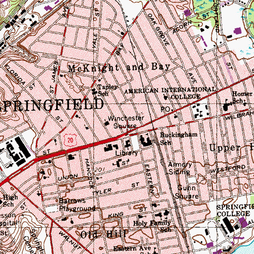 Topographic Map of Winchester Plaza, MA