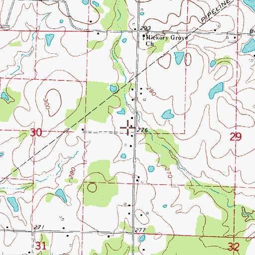 Topographic Map of Hickory Grove School (historical), AR