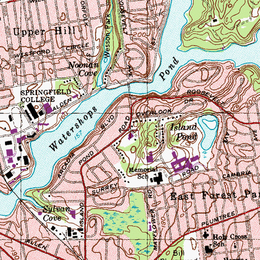 Topographic Map of Island Pond Road Shopping Center, MA