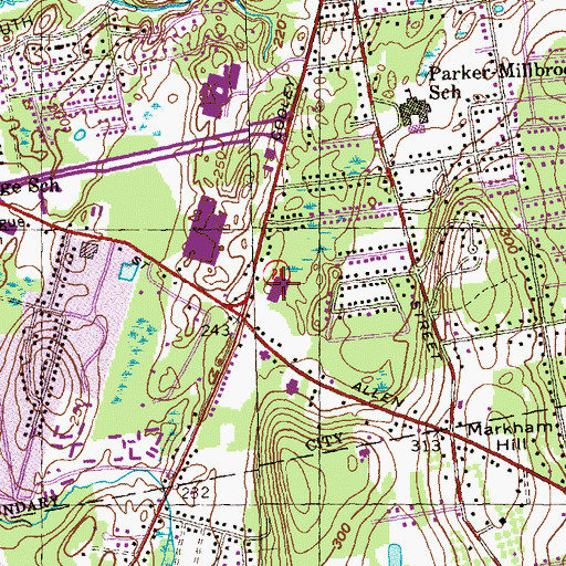 Topographic Map of Springfield Shopping Mall, MA